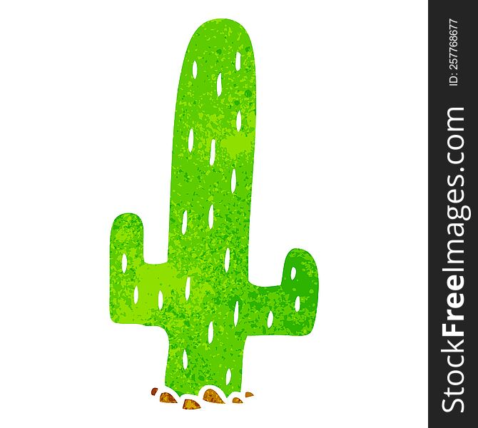 Retro Cartoon Doodle Of A Cactus