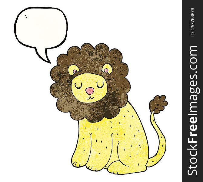 Speech Bubble Textured Cartoon Cute Lion