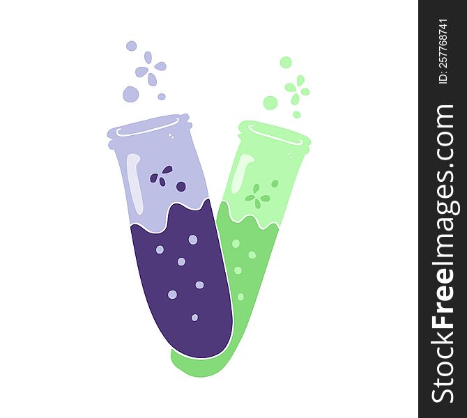 flat color illustration of chemicals in test tubes. flat color illustration of chemicals in test tubes