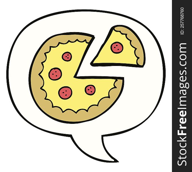 Cartoon Pizza And Speech Bubble