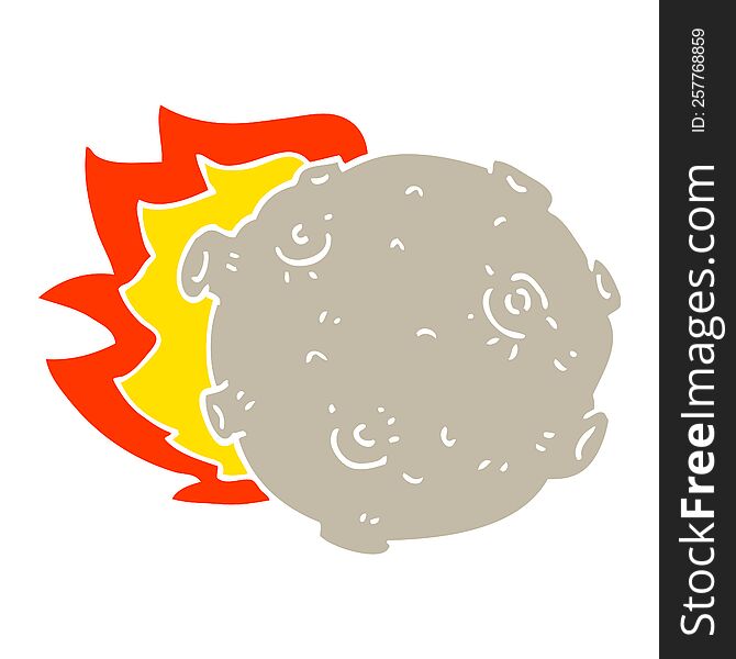 flat color illustration cartoon asteroid