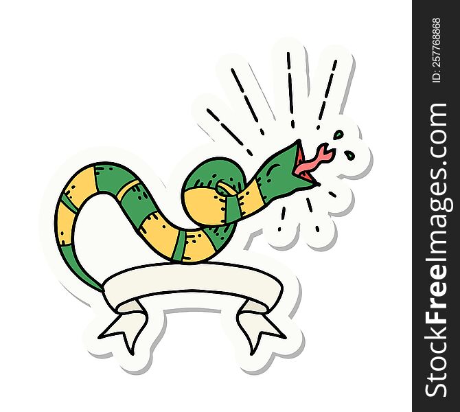 Sticker Of Tattoo Style Hissing Snake