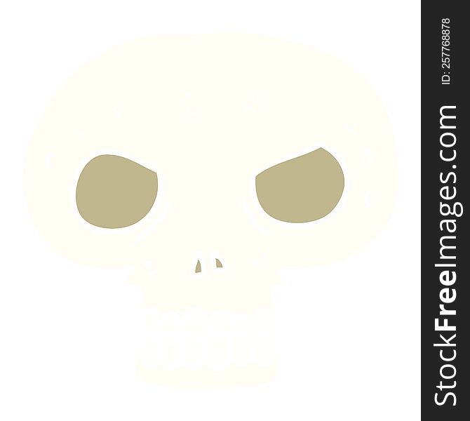Flat Color Illustration Of A Cartoon Skull