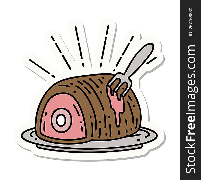 sticker of tattoo style roast beef