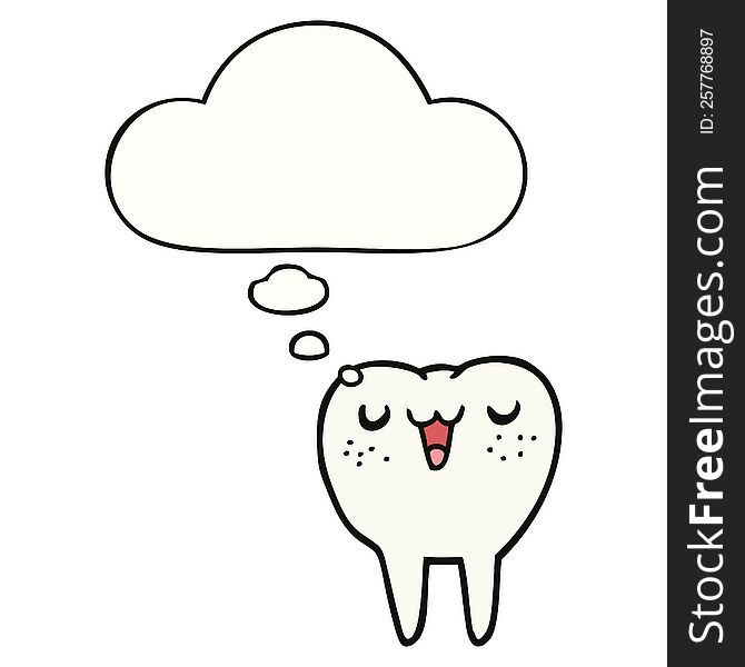 Cartoon Tooth And Thought Bubble