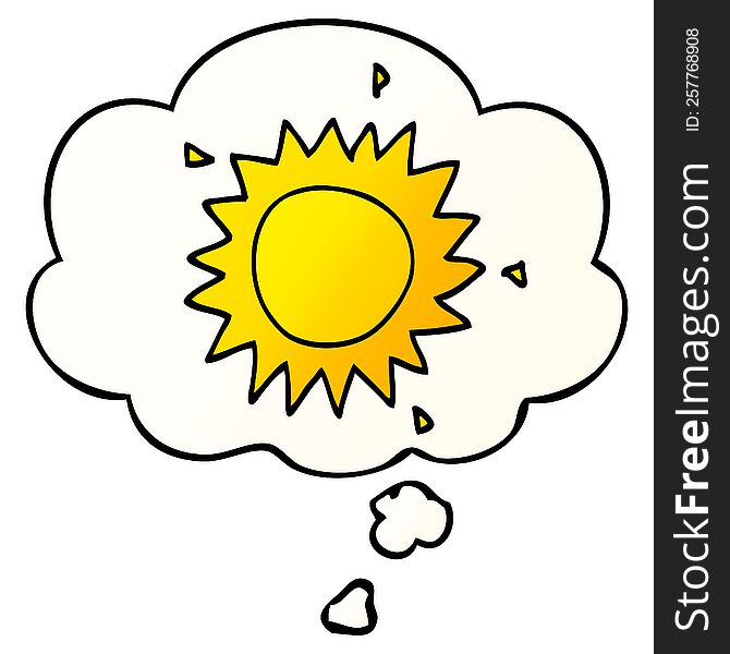Cartoon Sun And Thought Bubble In Smooth Gradient Style