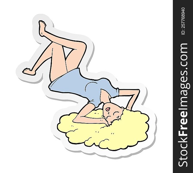 sticker of a cartoon woman lying on floor