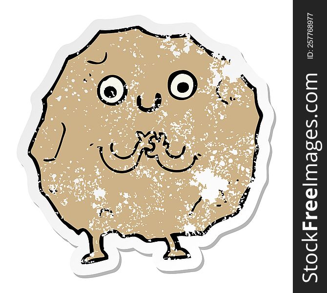 Distressed Sticker Of A Cartoon Rock Character