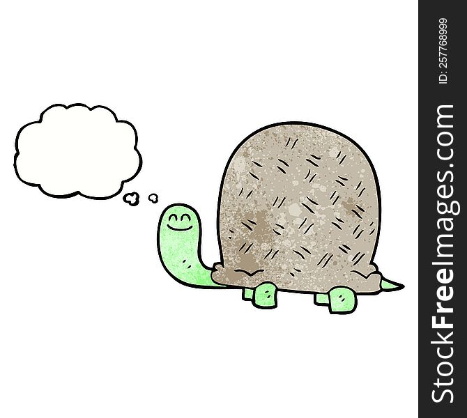 freehand drawn thought bubble textured cartoon tortoise