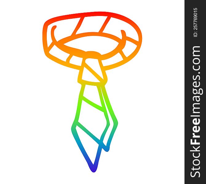 Rainbow Gradient Line Drawing Cartoon Office Tie