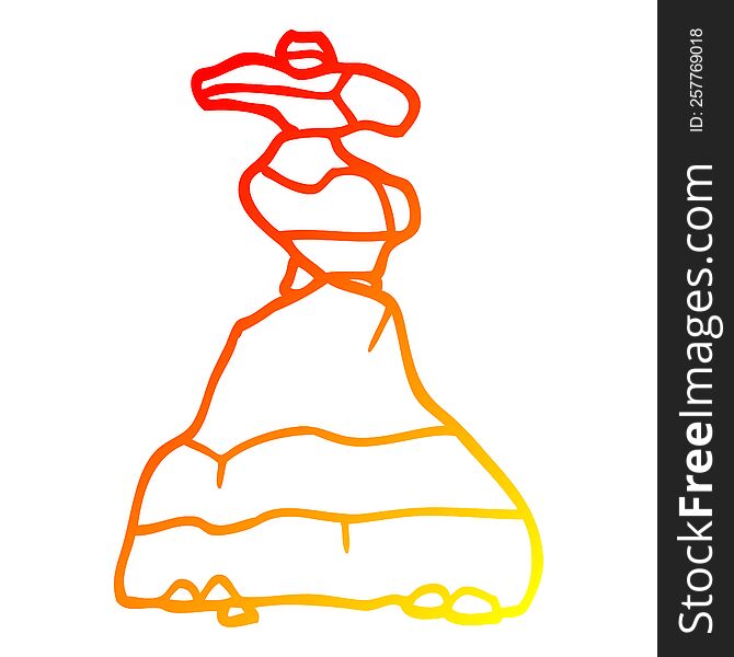 Warm Gradient Line Drawing Cartoon Boulders