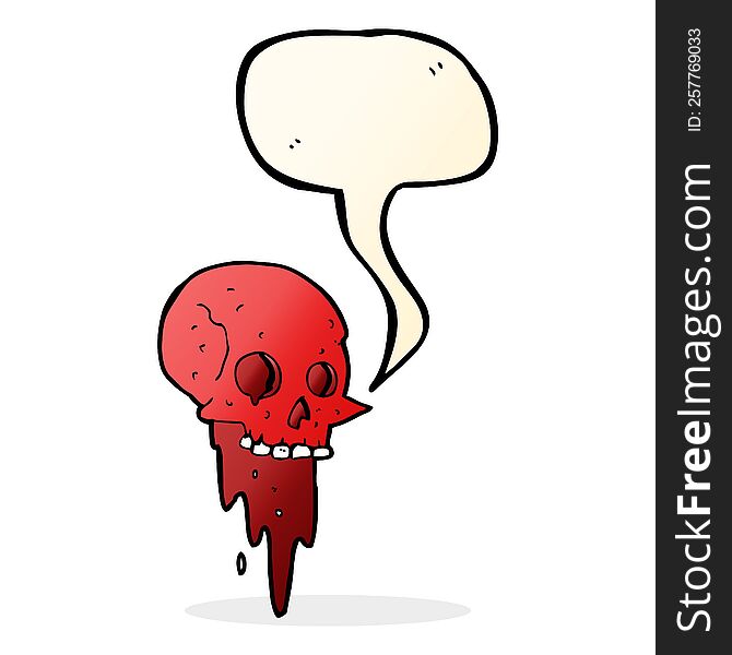 gross halloween skull cartoon with speech bubble