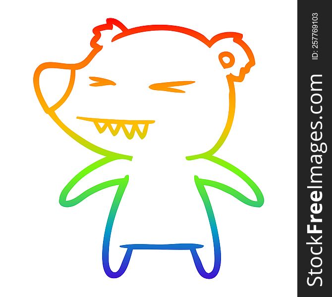 Rainbow Gradient Line Drawing Angry Bear Cartoon