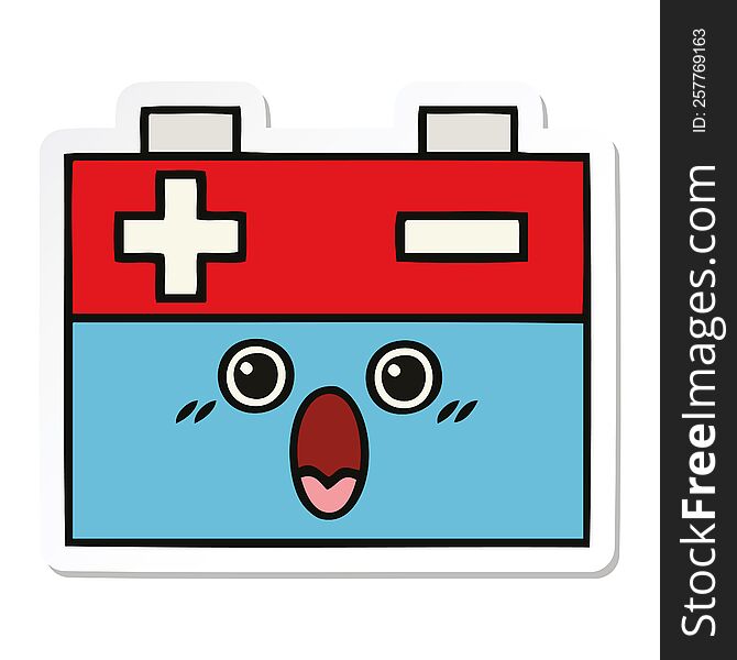 sticker of a cute cartoon car battery