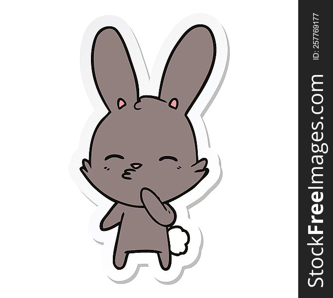 sticker of a curious bunny cartoon
