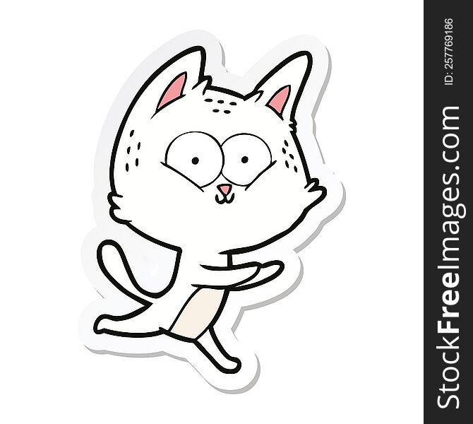 sticker of a cartoon cat running