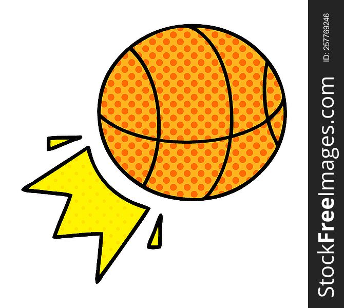comic book style cartoon of a basket ball