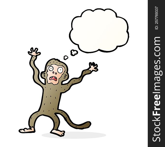 Cartoon Frightened Monkey With Thought Bubble