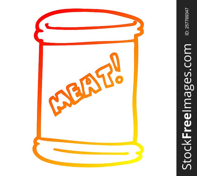 Warm Gradient Line Drawing Cartoon Can Of Meat