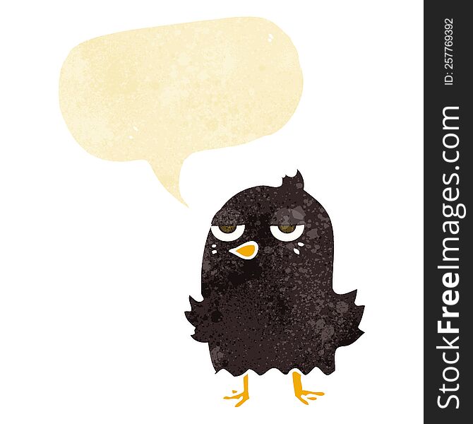 Cartoon Bored Bird With Thought Bubble