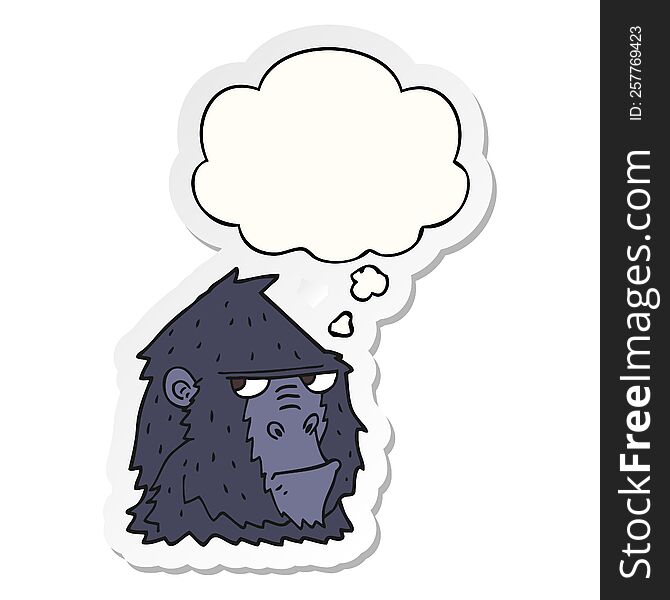 cartoon gorilla with thought bubble as a printed sticker