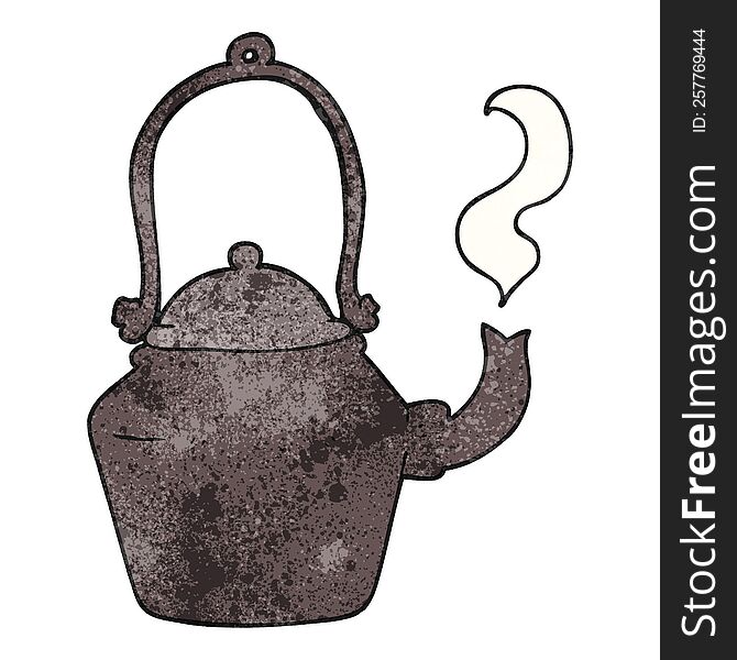 freehand textured cartoon old black kettle