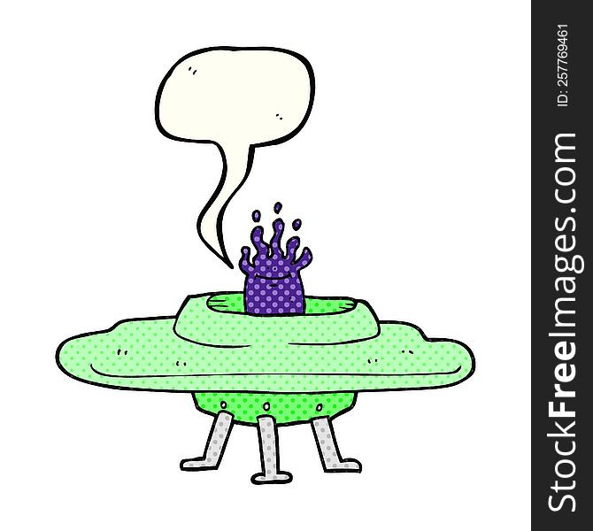 Comic Book Speech Bubble Cartoon Flying Saucer