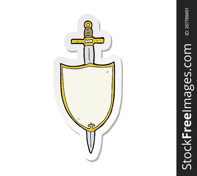 sticker of a cartoon heraldic shield