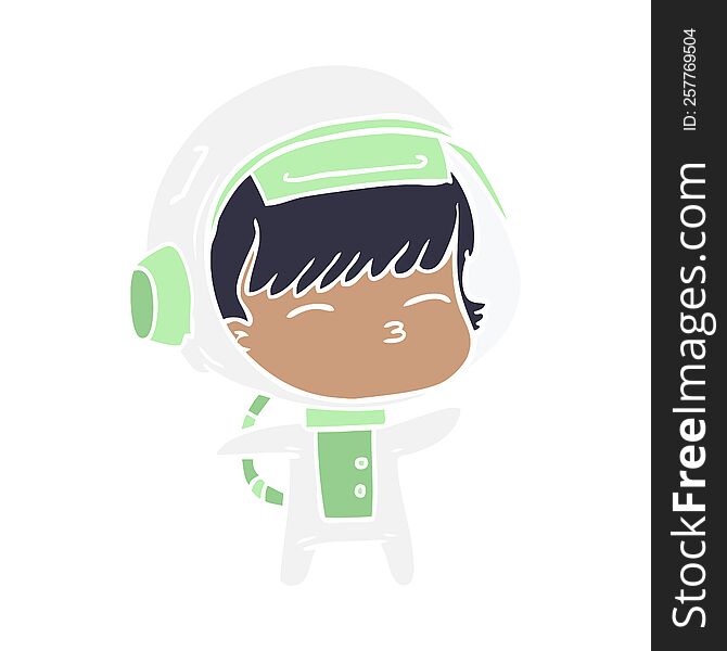 Flat Color Style Cartoon Curious Astronaut