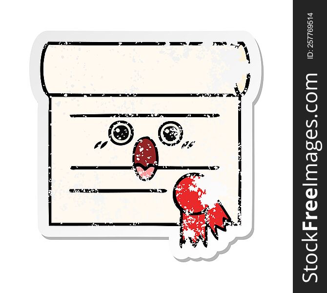 Distressed Sticker Of A Cute Cartoon Certificate