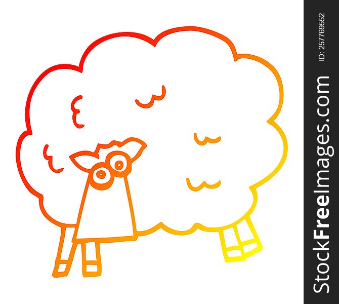 warm gradient line drawing of a cartoon funny sheep