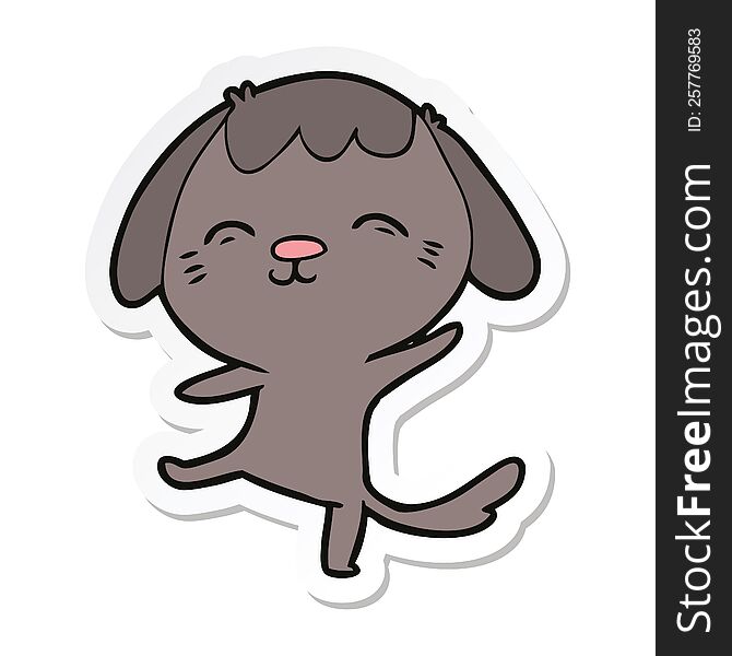 Sticker Of A Happy Cartoon Dancing Dog
