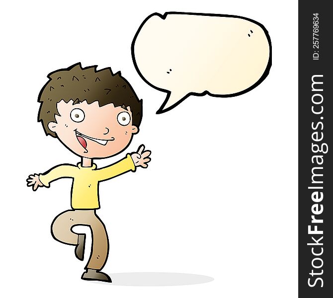 Cartoon Excited Boy With Speech Bubble