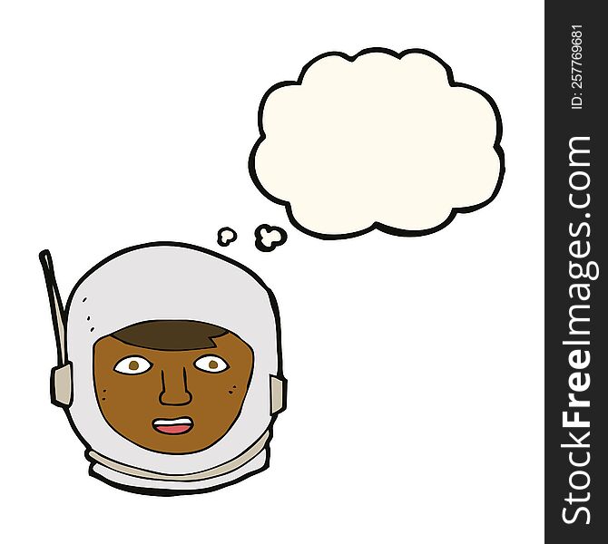 Cartoon Astronaut Head With Thought Bubble