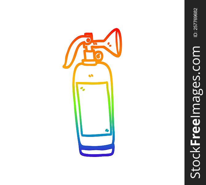 Rainbow Gradient Line Drawing Cartoon Fire Extinguisher