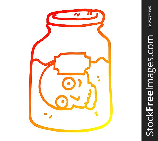 warm gradient line drawing of a cartoon head in jar