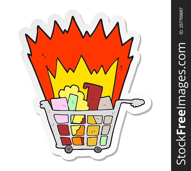 sticker of a cartoon shopping trolley