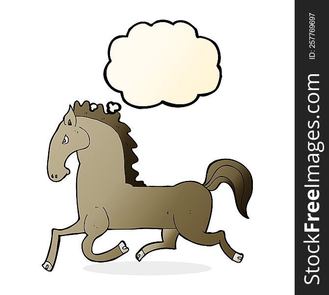 cartoon running horse with thought bubble