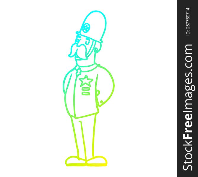 cold gradient line drawing of a cartoon policeman