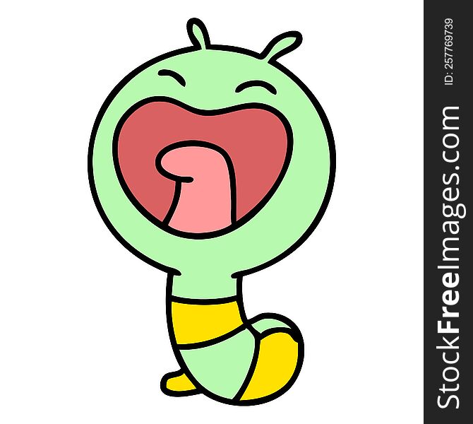 cartoon of a happy little caterpillar worm