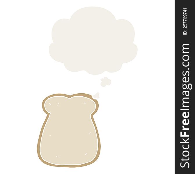 cartoon slice of bread with thought bubble in retro style
