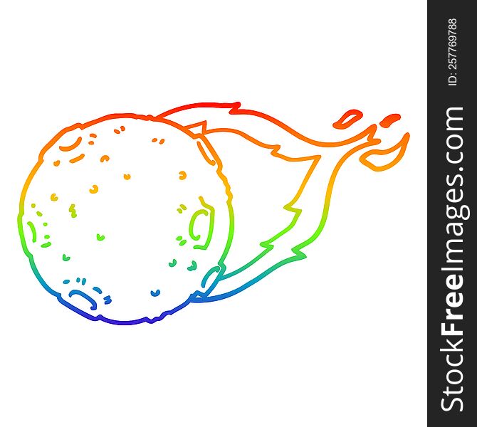 Rainbow Gradient Line Drawing Cartoon Meteorite