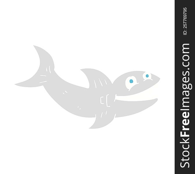 Flat Color Illustration Of A Cartoon Shark