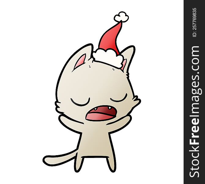Talking Cat Gradient Cartoon Of A Wearing Santa Hat