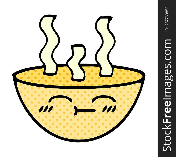 comic book style cartoon of a bowl of hot soup