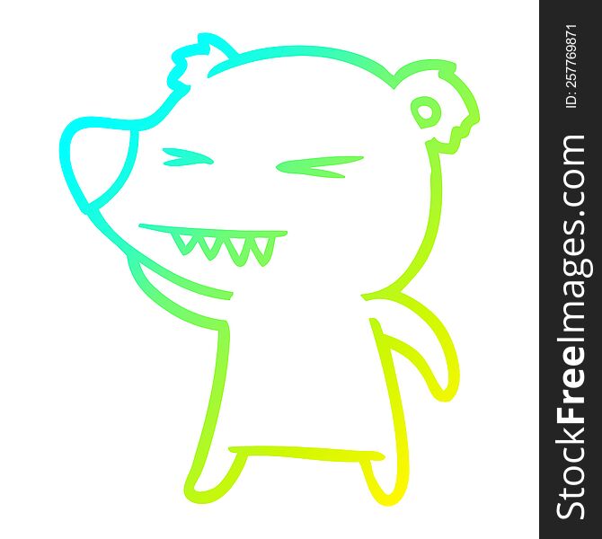 cold gradient line drawing of a angry polar bear cartoon