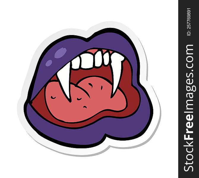 sticker of a cartoon vampire lips