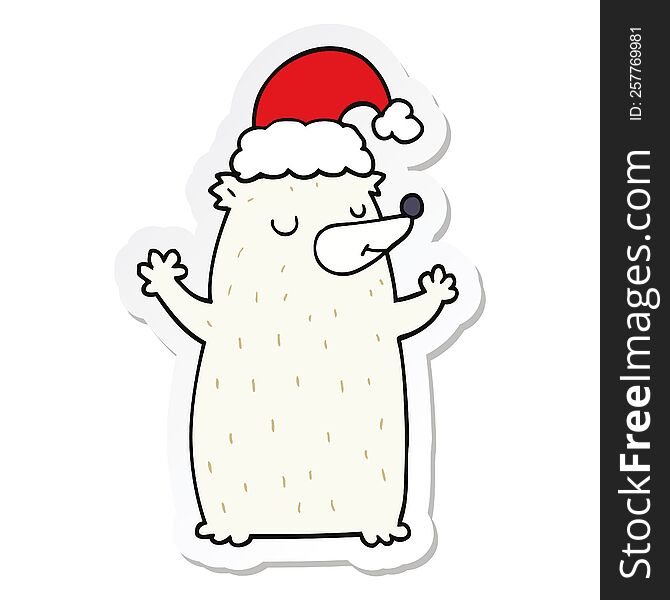 Sticker Of A Cute Cartoon Christmas Bear