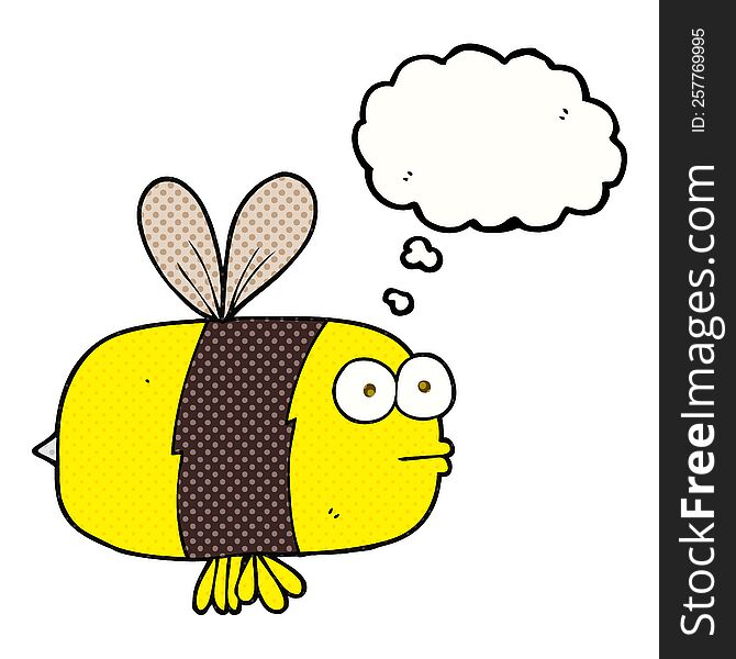 freehand drawn thought bubble cartoon bee
