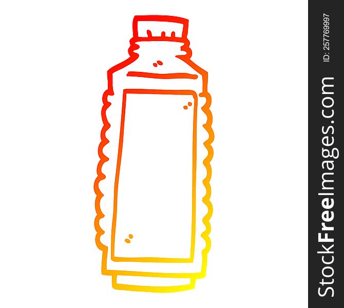 warm gradient line drawing of a cartoon water bottle